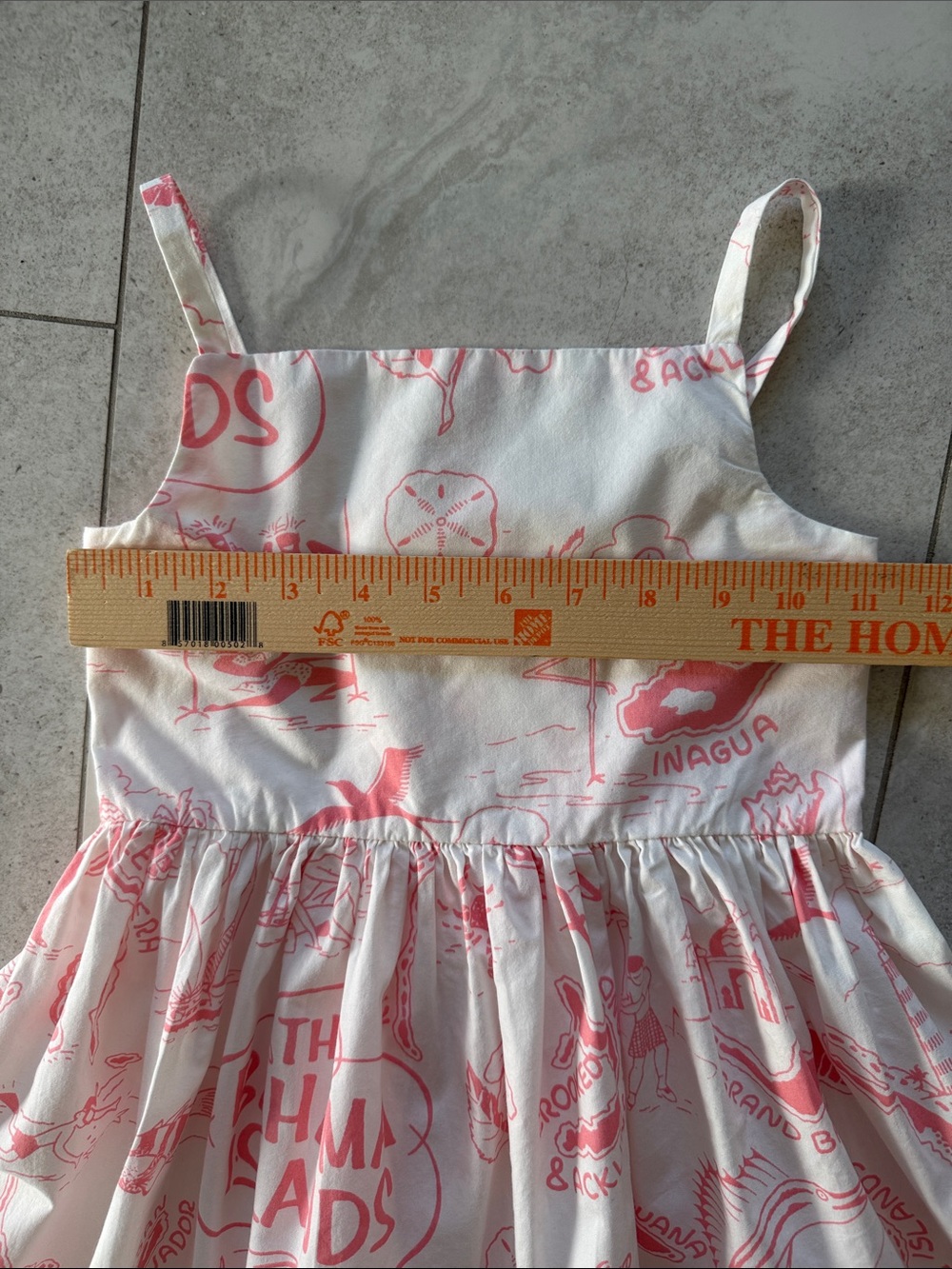 Bahama Hand Prints Girls White & Coral Island Print Sundress sz 8 - Picture 10 of 11